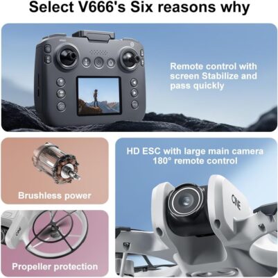 V666 Brushless Drone: Dual Camera UAV with LED Screen and Advanced Optical Positioning 12 V666 Brushless Drone: Dual Camera UAV with LED Screen and Advanced Optical Positioning