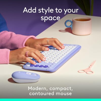 Logitech POP Mouse: The Versatile Silent Companion for Your Devices in Lilac. 9 Logitech POP Mouse: The Versatile Silent Companion for Your Devices in Lilac.