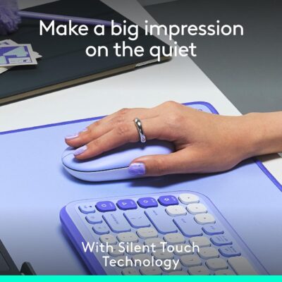 Logitech POP Mouse: The Versatile Silent Companion for Your Devices in Lilac. 12 Logitech POP Mouse: The Versatile Silent Companion for Your Devices in Lilac.